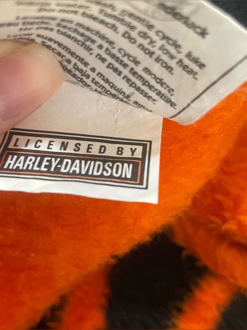 Harley Davidson Blanket Motorcycle Biederlack Orange Black Fleece Throw 48 x 54